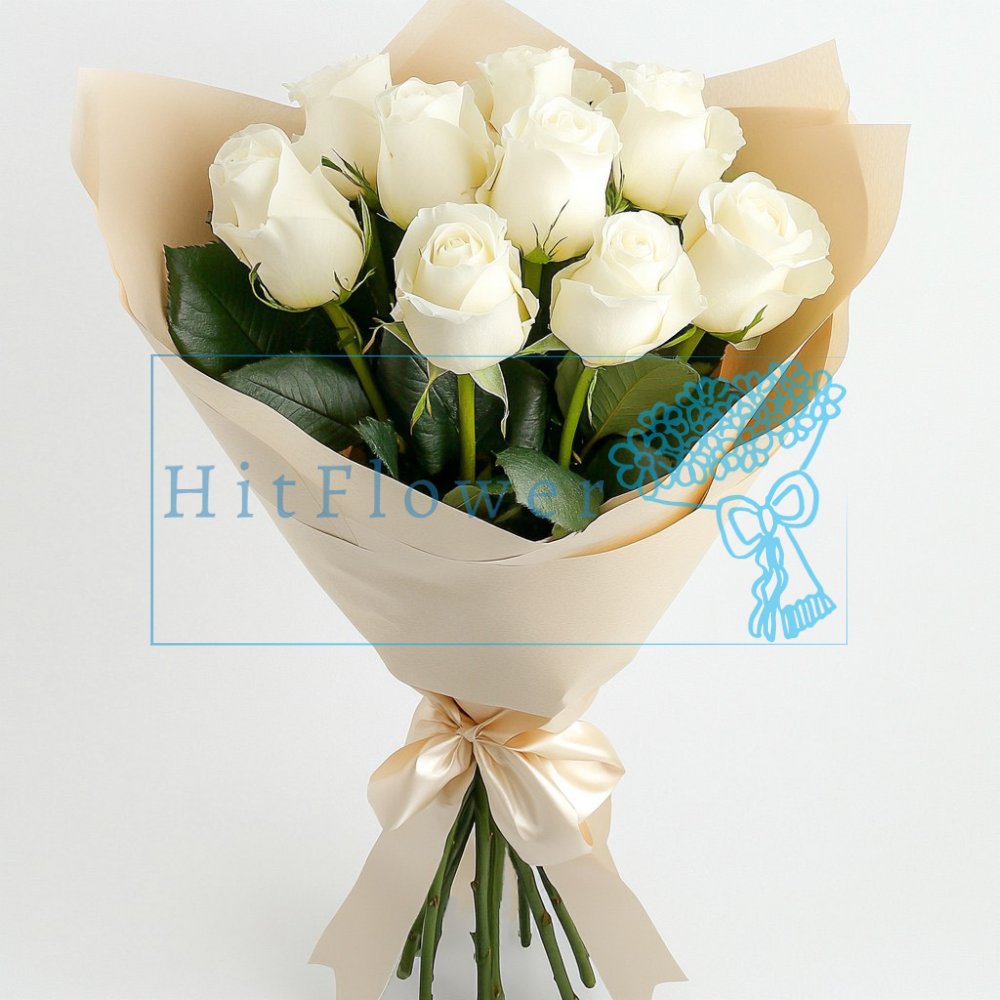 Букет роз 9 белых роз